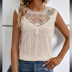 Boho lace detail top